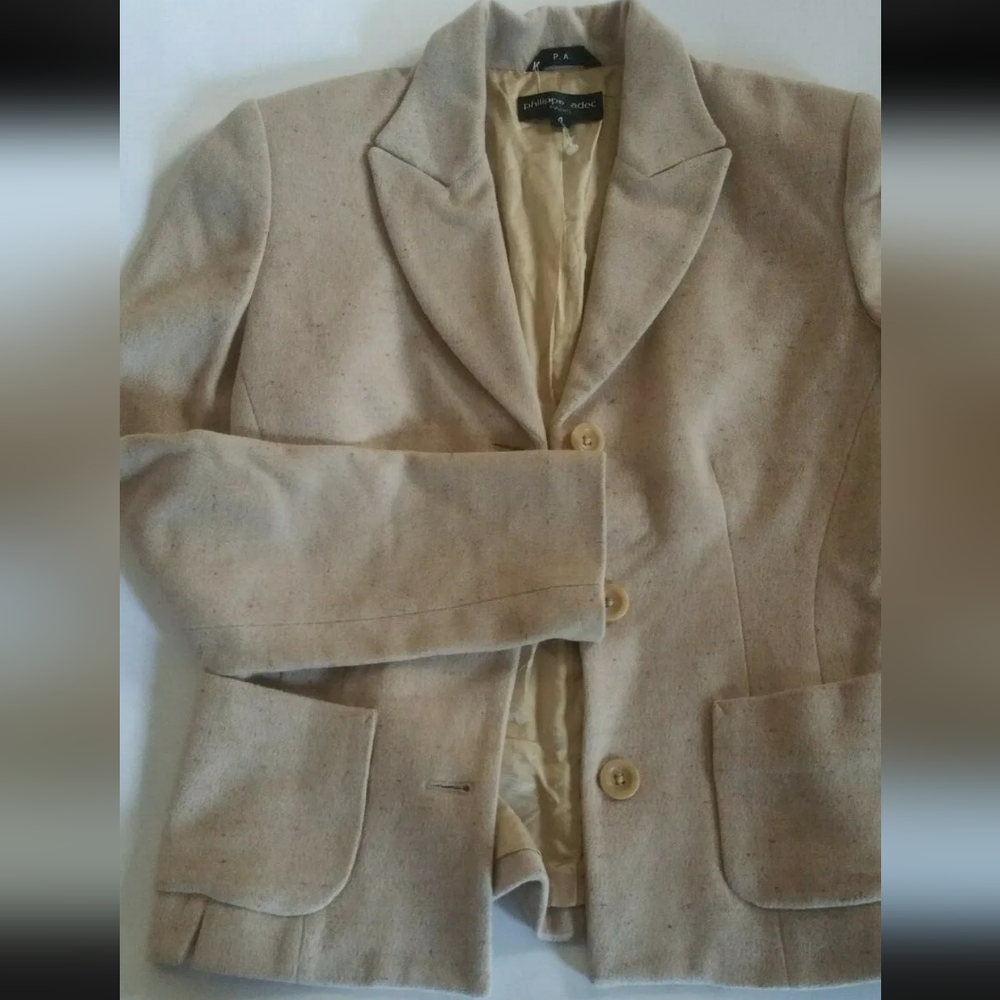 Slze 4 Small 1970s Tan Wool AngoraBlazer Sport Coat Size 4 VTG